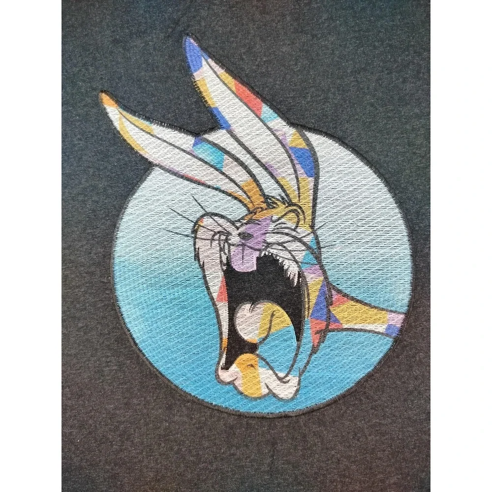 Looney Tunes Bugs Bunny Shirt Mens 2XL Gray Scream Graphic Tee Cartoon Casual